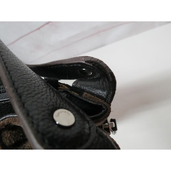 Tignanello Leather Suede Black Shoulder Bag w/ Side Zipper Expansion Expandable - Picture 11 of 11